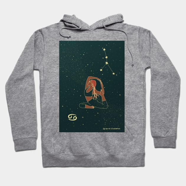 Zodiac Cancer Yoga Girl Hoodie by Sierraillustration